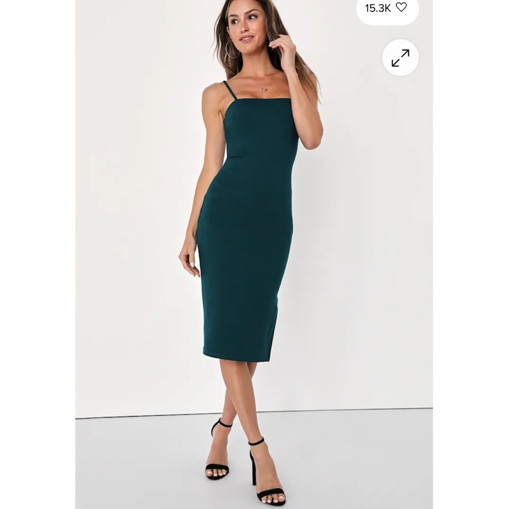 Lulu’s “Paulina Forest Green Bodycon Midi Dress” XS